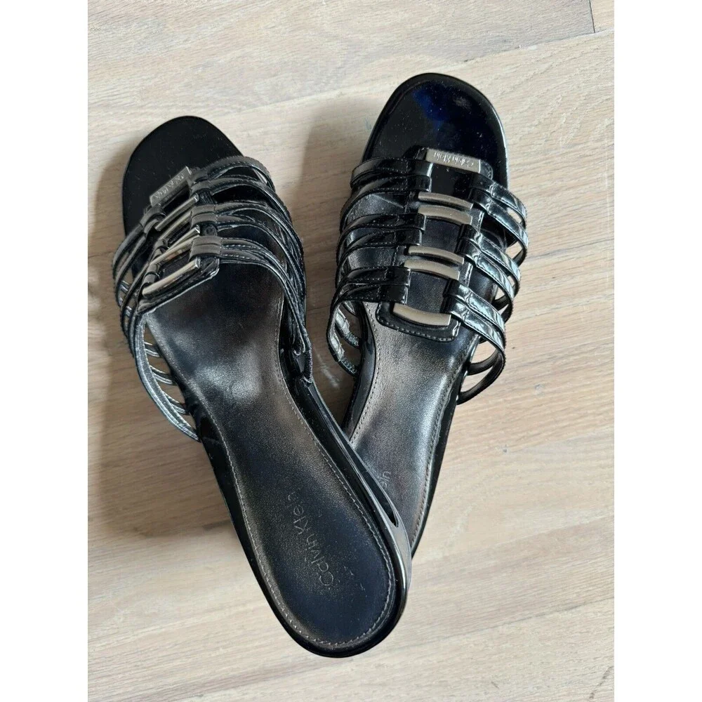 Calvin Klein Sandals Black Wedge Heel Women’s Size 9‎